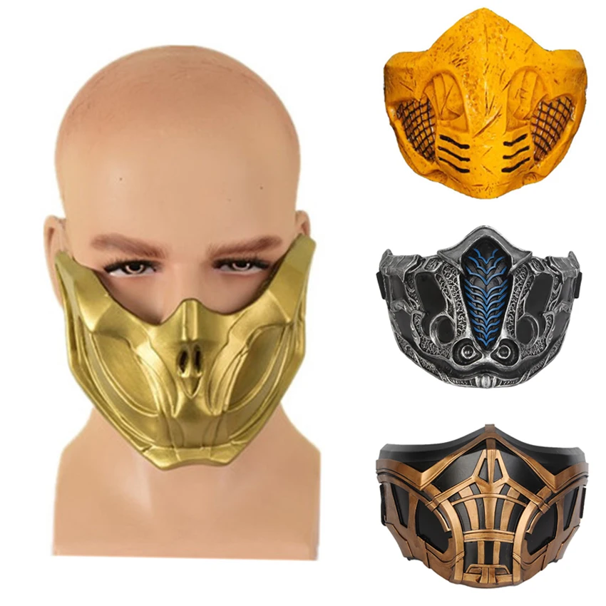 Mortal Kombat Scorpion Latex Half Face Cosplay Mask For Men