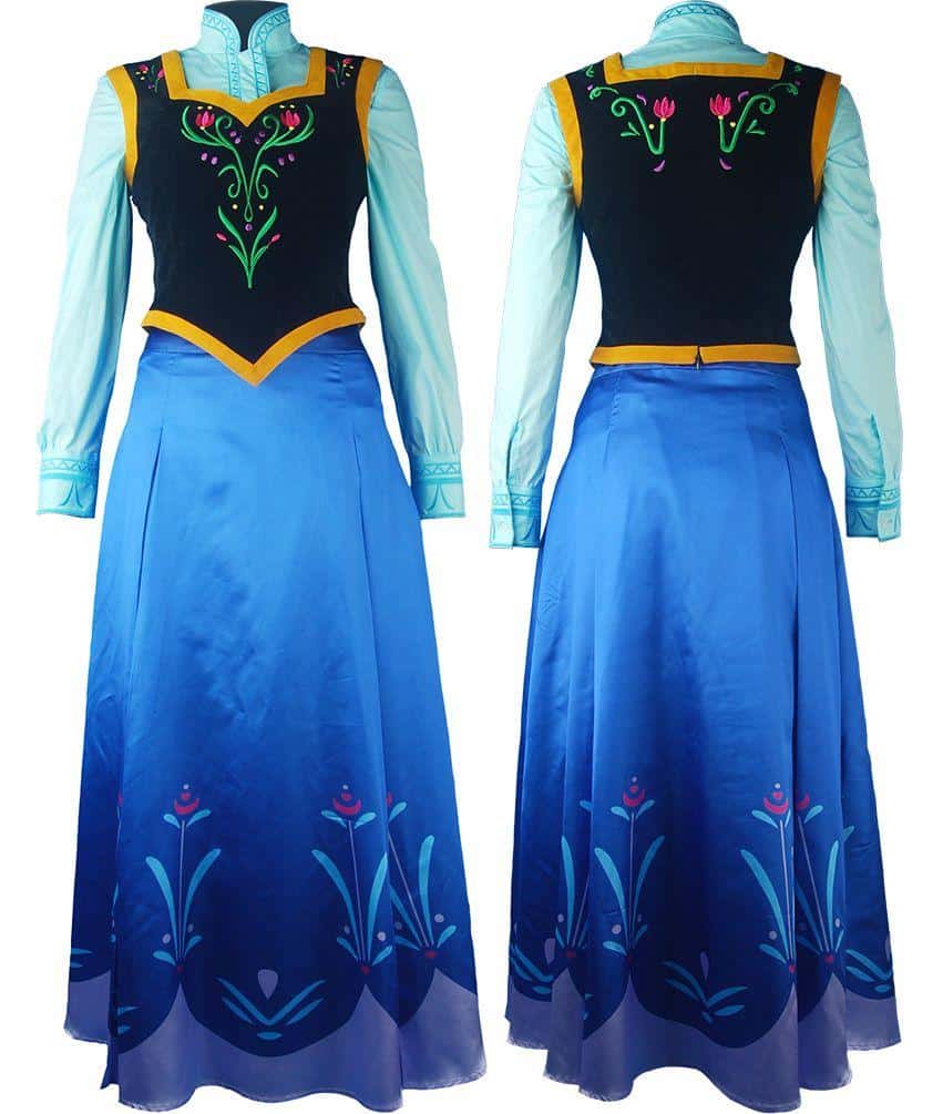 Frozen Princess Anna Blue Long Dress Cosplay Costume - AllCosplay.com