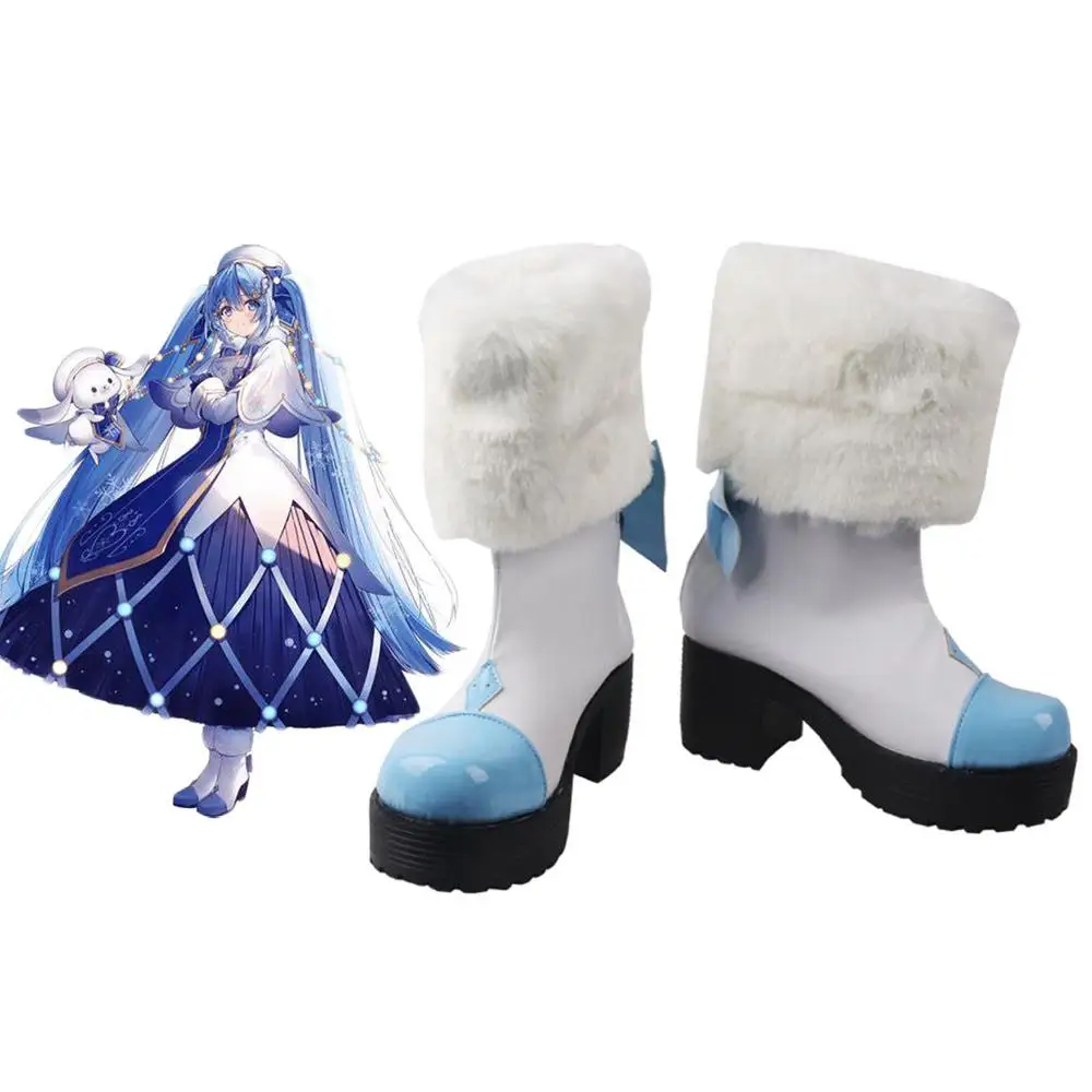 Vocaliod Snow Miku Cosplay Boots 7923