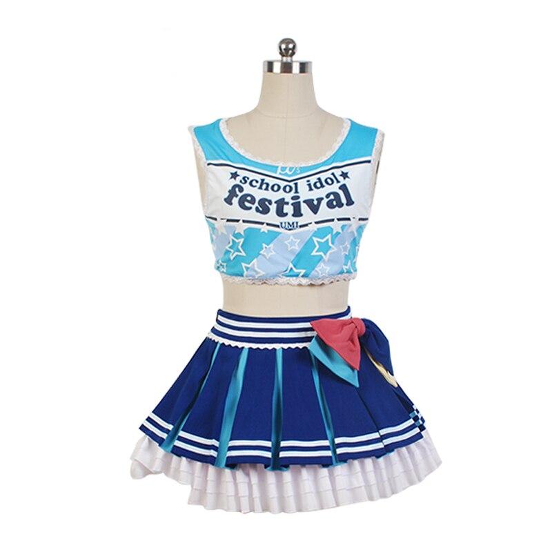 Sonoda Umi Cheerleader Dress Cosplay Costume Outfit Cheer Suit Details about   Love Live