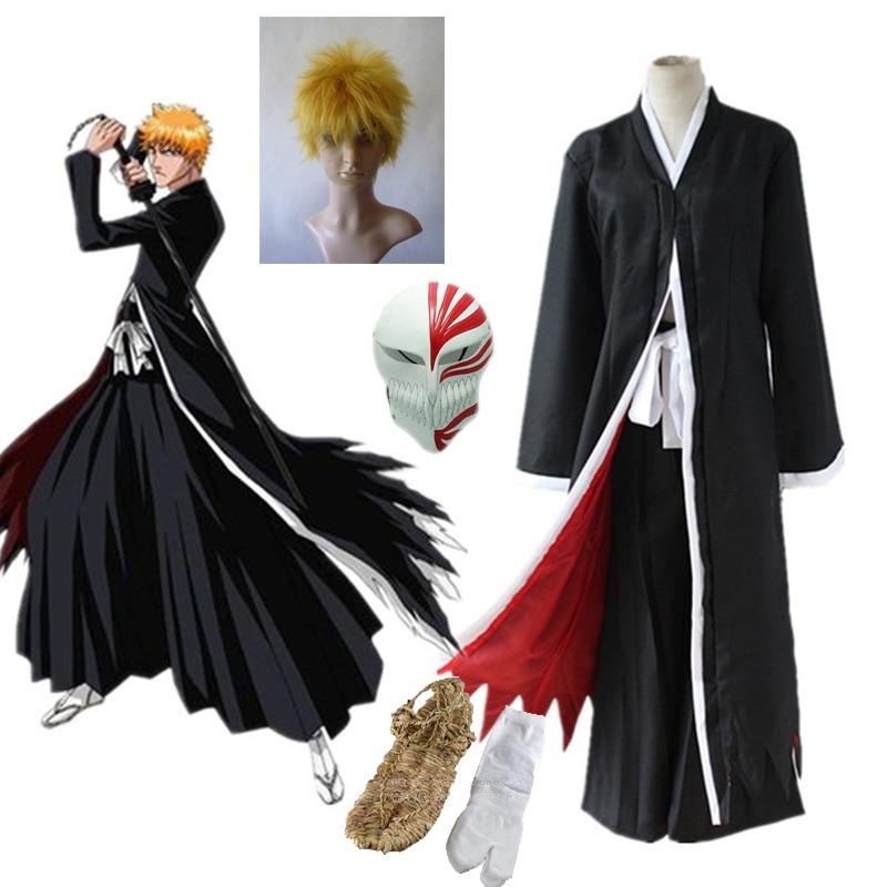 Anime Bleach Ichigo Kurosaki Cosplay Costume, Mask And Wig - AllCosplay.com