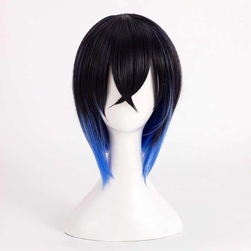 Demon Slayer Kimetsu no Yaiba Hashibira Inosuke Cosplay Wig Short Blue Ombre Heat Resistant Synthetic Hair Wig + Wig Cap|Anime Costumes| - AliExpress