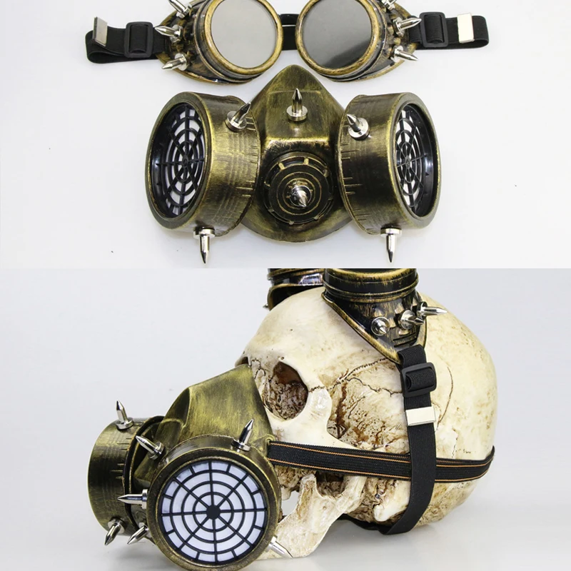 Steampunk Retro Rivets Respirator Gas Cyber Gothic Cosplay Spikes Mask 9089
