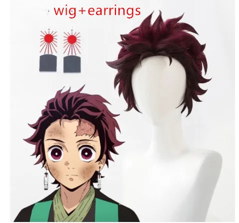 wig and earrings